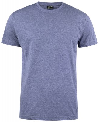 Zoom bild av Typsnitt, blå melerad, t- shirt, visa hänsyn, håll avstånd, t- shirt i tiden,