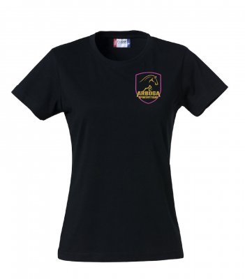 Zoom bild av Dam t-shirt,arbogasportryttare,klubbkläder,hästhoppning,svenska ridsportförbundet,ridklubb,ridklubbar,tröja med klubblogga