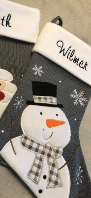 Zoom bild av Julstrumpa Snögubbe med namn 