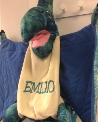 Zoom bild av Barn ryggsäck Blå dinosaurer 