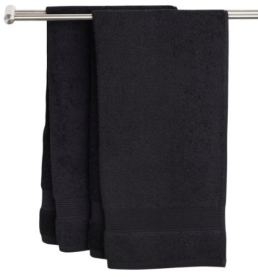 Zoom bild av Frotte, Frotté, brodyr, handdukar, gäst, bad, svart, black